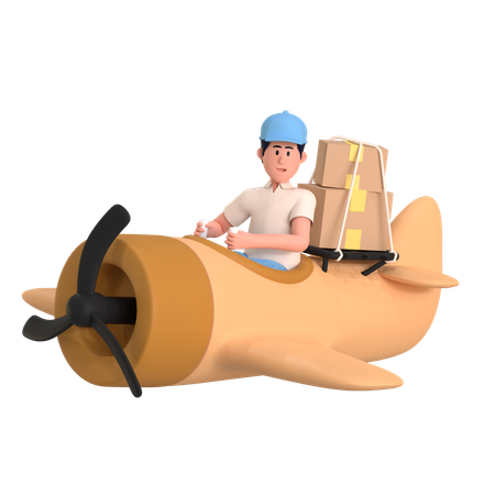 Delivery Man Doing Worldwide Shipping  3D Illustration