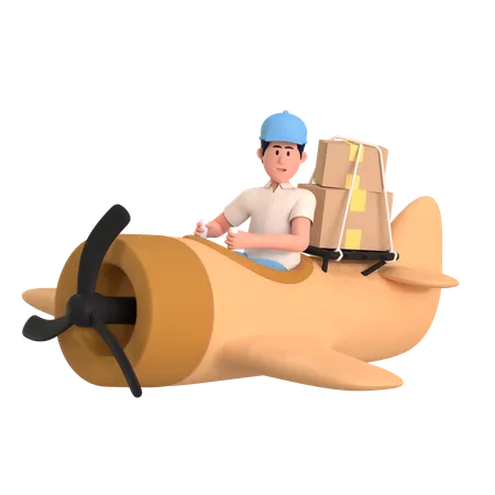 Delivery Man Doing Worldwide Shipping  3D Illustration