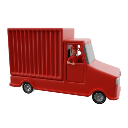 Delivery Man Driving Delivery Truck For Delivery  3D Icon