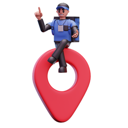 Delivery Man Find Delivery Location  3D Icon