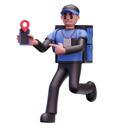 Delivery Man Finding Delivery Location  3D Icon