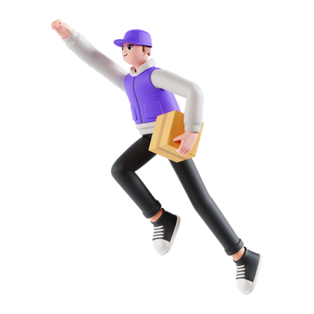 Delivery Man Flying  3D Illustration
