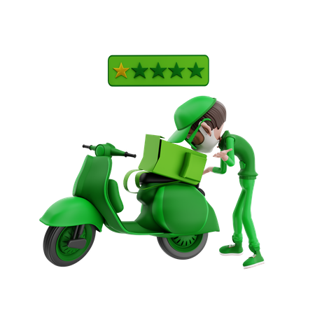 Delivery man getting bad review  3D Illustration