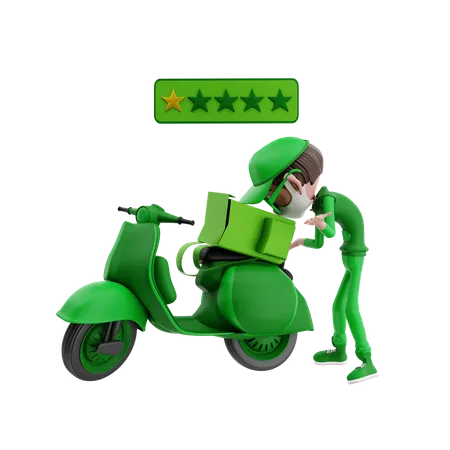 Delivery man getting bad review  3D Illustration