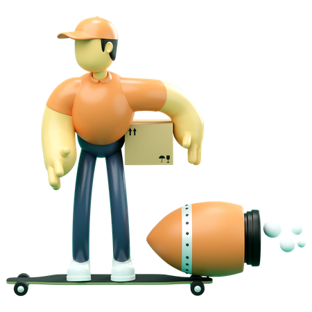 Delivery man giving express delivery service 3D Illustration