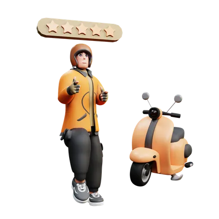 Delivery Man Giving Five Star  3D Illustration