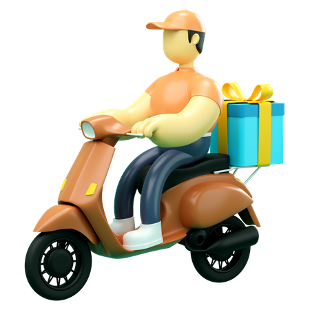 Delivery man giving gift delivery  3D Illustration