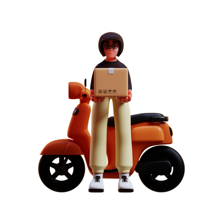 Delivery man giving product to buyer  3D Illustration