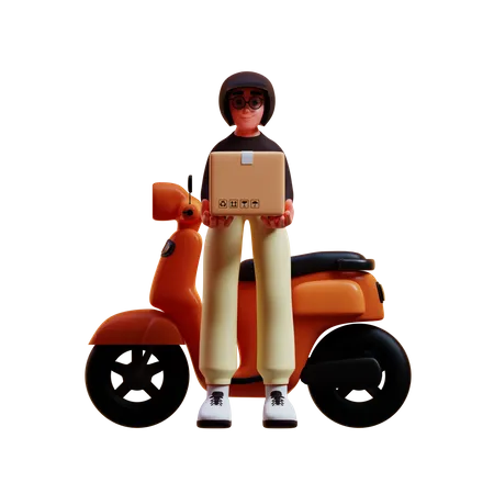 Delivery man giving product to buyer  3D Illustration