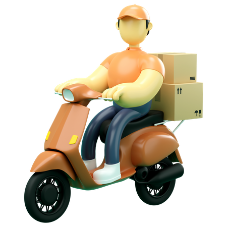 Delivery man giving scooter delivery  3D Illustration