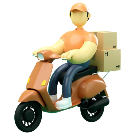 Delivery man giving scooter delivery  3D Illustration