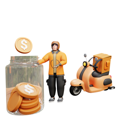 Delivery Man Having Salary  3D Icon
