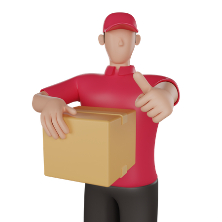 Delivery man holding a customer's goods  3D Icon
