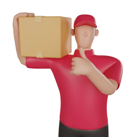 Delivery man holding a customer's goods  3D Illustration