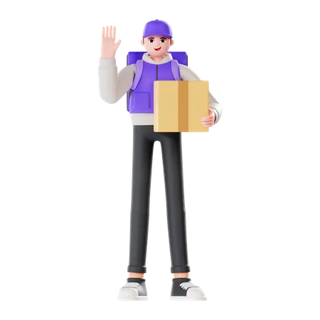 Delivery man holding a customer's goods  3D Illustration