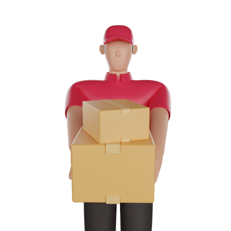 Delivery man holding a package  3D Icon