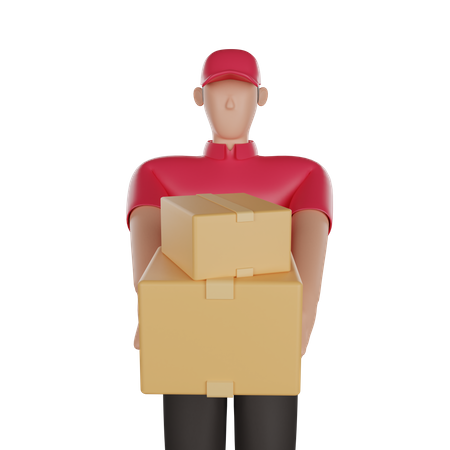 Delivery man holding a package 3D Illustration