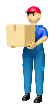 Delivery Man Holding Courier  3D Illustration
