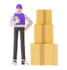 Delivery man holding delivery list and parcel