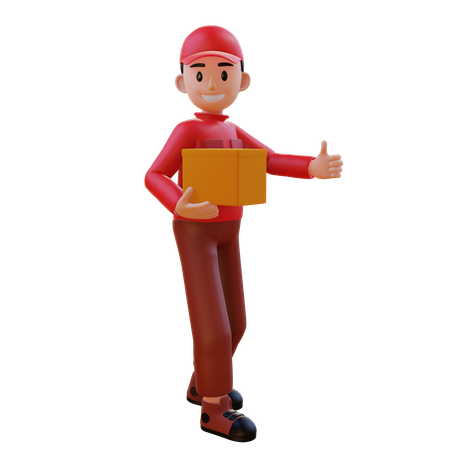 Delivery Man Holding Package  3D Icon