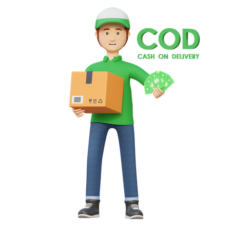 Delivery man holding package box  3D Icon