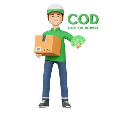 Delivery man holding package box  3D Illustration