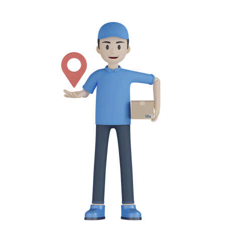 Delivery Man In Location  3D Illustration