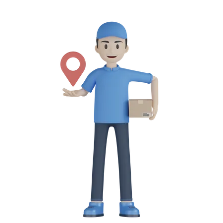 Delivery Man In Location  3D Illustration