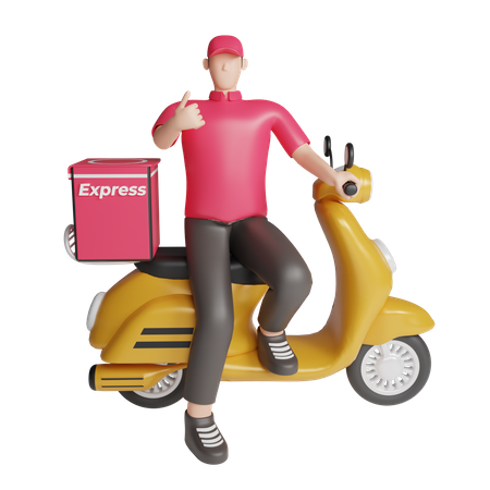 Delivery man on bike  3D Icon