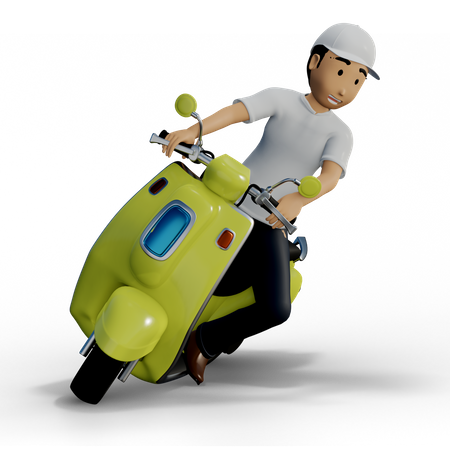 Delivery man on scooter  3D Icon