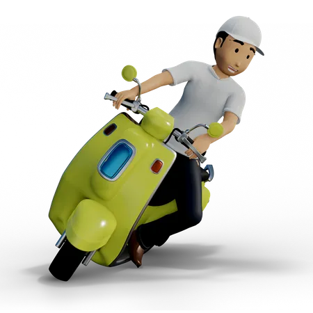 Delivery man on scooter  3D Illustration