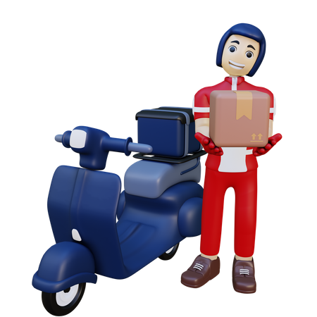 Delivery Man Reached at Delivery Location 3D Illustration