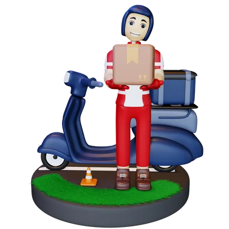 Delivery man reached delivery location  3D Illustration