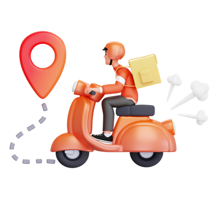 Delivery man reaching to delivery location  3D Icon