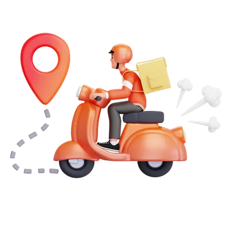 Delivery man reaching to delivery location  3D Illustration