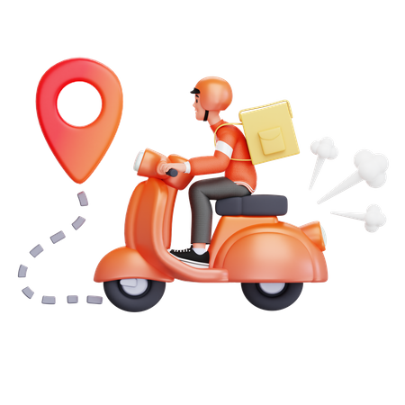 Delivery man reaching to delivery location  3D Illustration