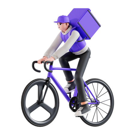 Delivery man riding bike  3D Illustration