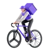Delivery man riding bike