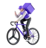 Delivery man riding bike while checking location