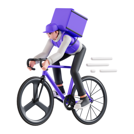 Delivery man riding cycle  3D Icon