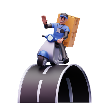Delivery Man Riding Scooter While Going For Home Delivery  3D Icon