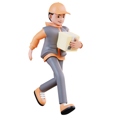 Delivery Man Running  3D Illustration