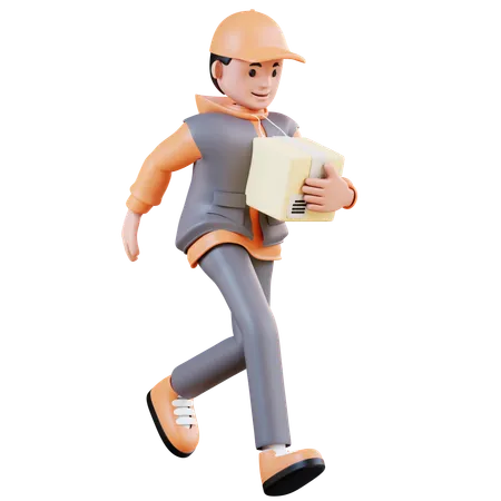3 D Illustration Delivery Man Running 3D Illustration