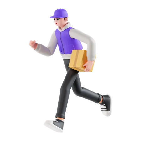 Delivery Man Running  3D Illustration