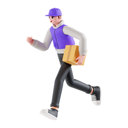Delivery Man Running  3D Illustration