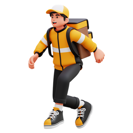 Delivery Man Running Because He Is Late  3D Illustration