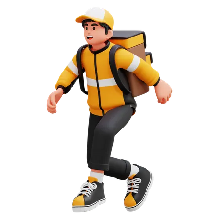 Delivery Man Running Because He Is Late  3D Illustration