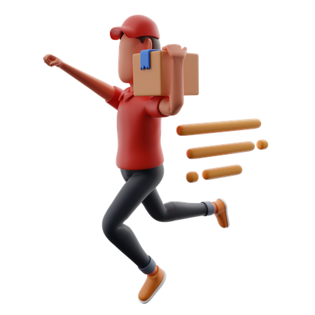 Delivery Man Running Fast For Fast Delivery  3D Icon