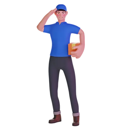 Delivery man saluting  3D Illustration