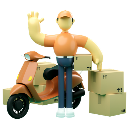 Delivery man saying hello  3D Illustration